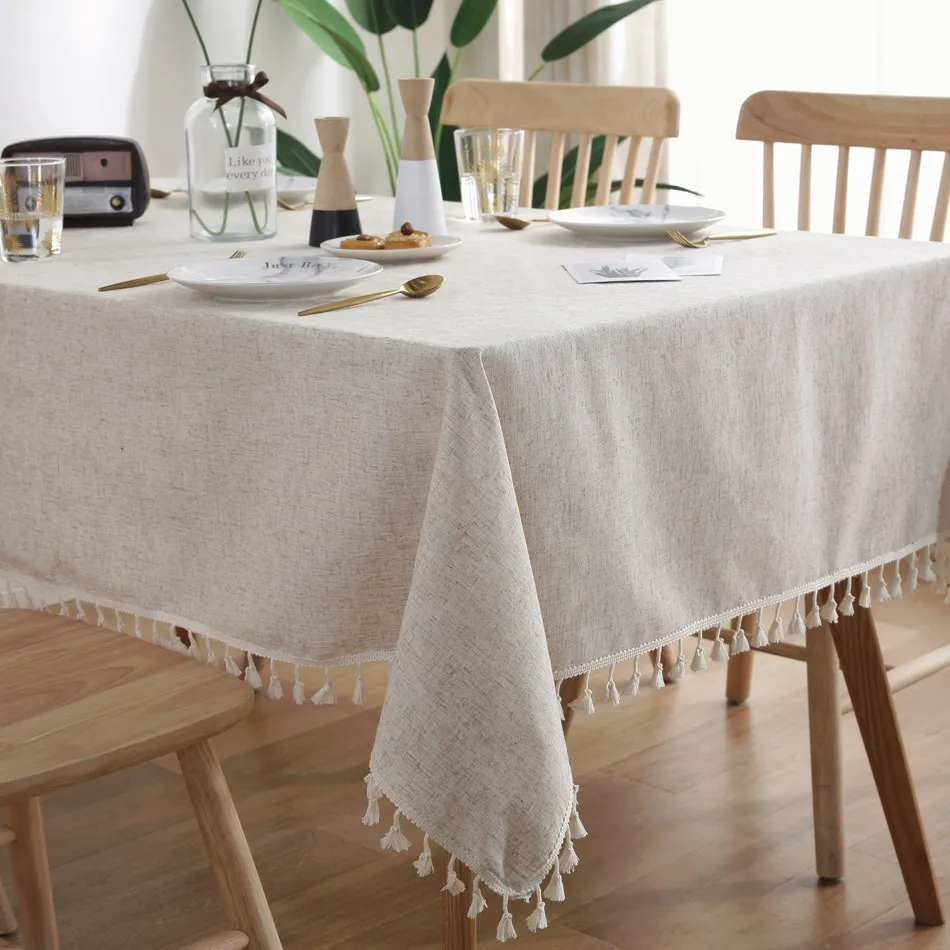 Linen Tablecloth Lace Rectangular Table Cloth Coffee for Living Room Table Cover Mat Furniture Home Decorative Mantel Mesa Nappe