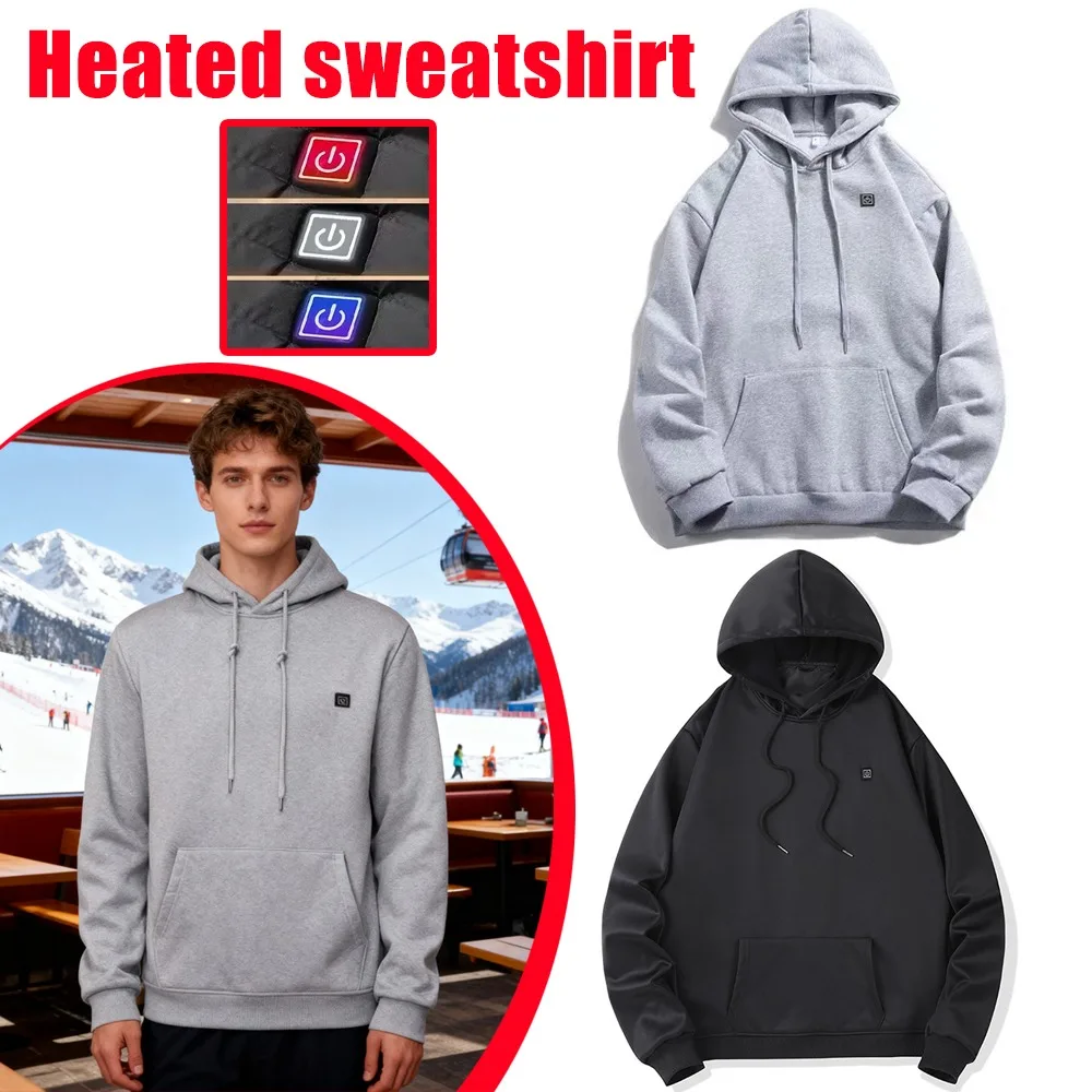

Толстовка с капюшоном и подогревом, толстовка с USB-подогревом, уличная эластичная повседневная одежда с электрическим подогревом, мужская и женская зимняя рубашка с подогревом