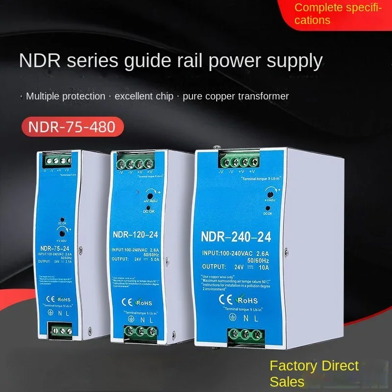 

Ndr-120 Rail Switch Power Supply 24v75w/120w240w/220V to DC Card Rail 12V/Fiberglass