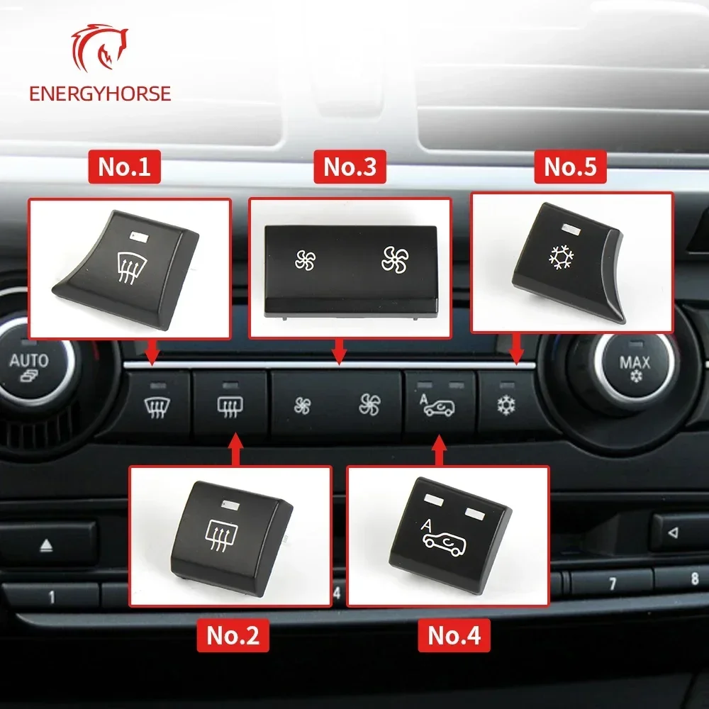 64119310445 Car Heater Climate Control Fan Volume AC Button Air Circulation Button Cover Auto Knob Cap For BMW X5 X6 E70 E71