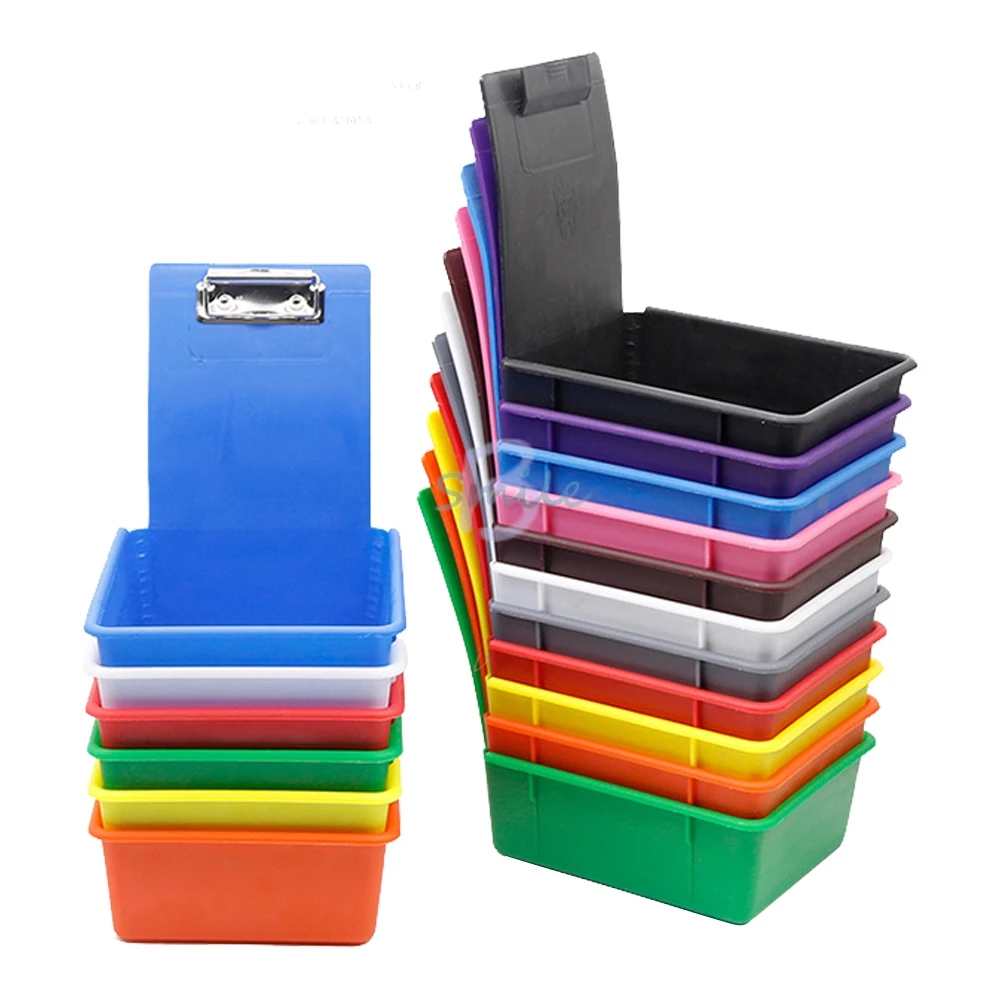 

New 5pcs/set Colourful Dental PP Plastic Storage Box Teeth Tool Holder Case Plastic Work Tray With Clip Holder box