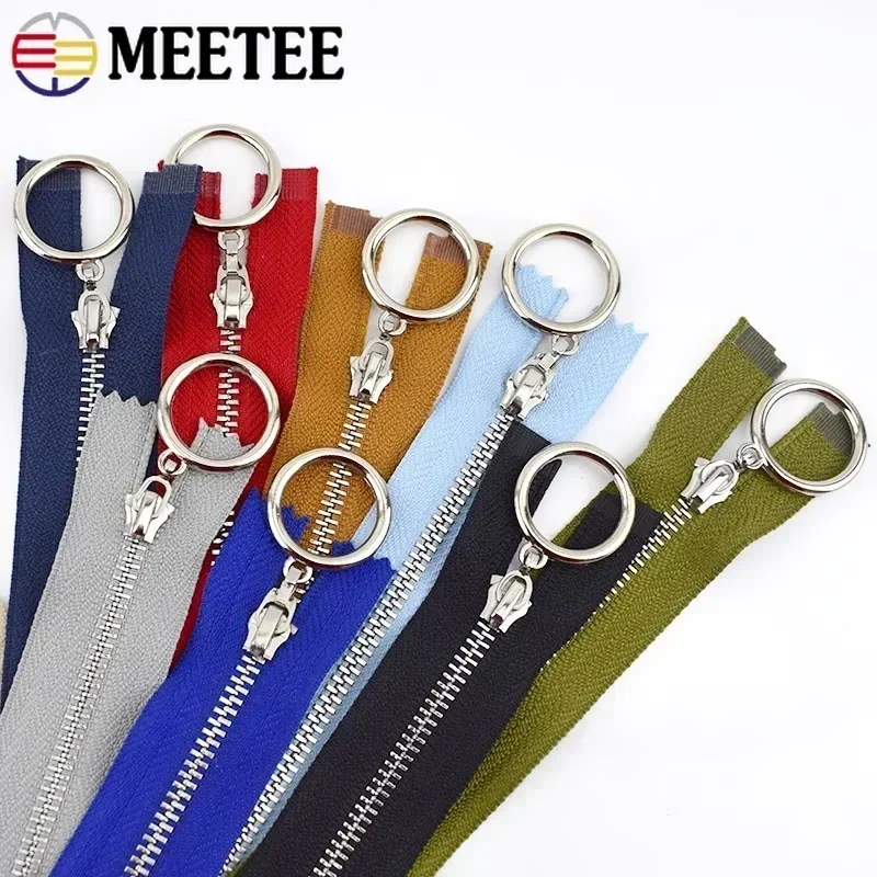 3Pcs Meetee 3# Metal Zippers 15-30cm Close-End 40-70cm Open-End Sliver Teeth Auto Lock Zips Reapir Kit DIY Sewing Accessories