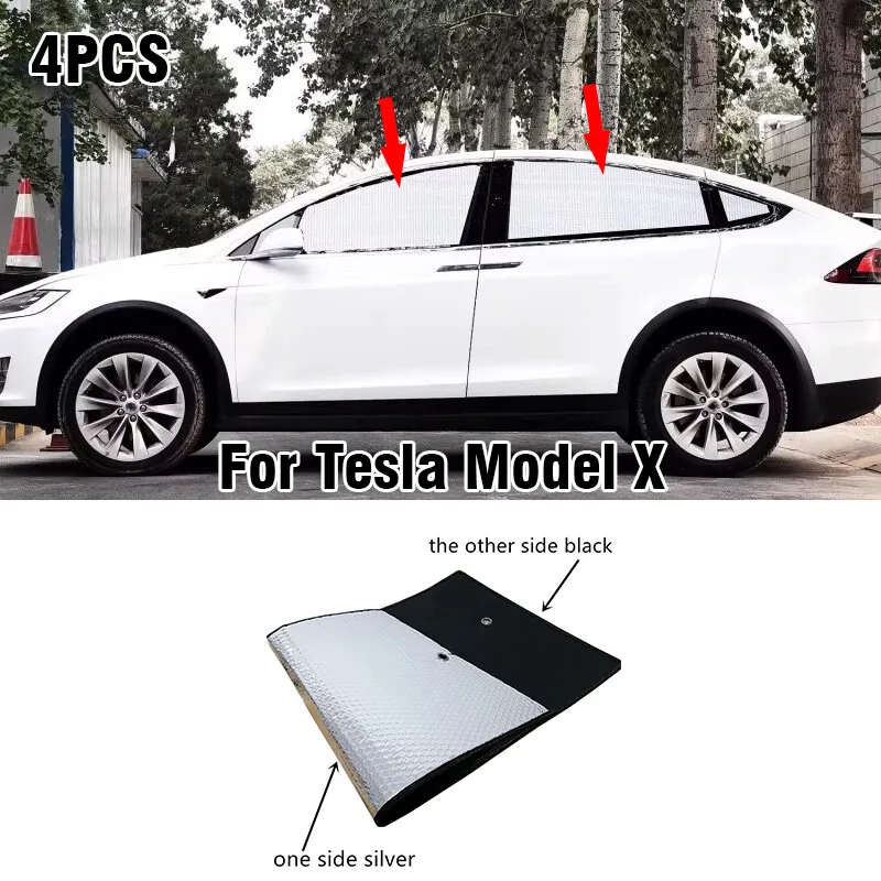 

Для Tesla Model X боковое окно лагеря черный серебристый солнцезащитный козырек для конфиденциальности 4 шт.
