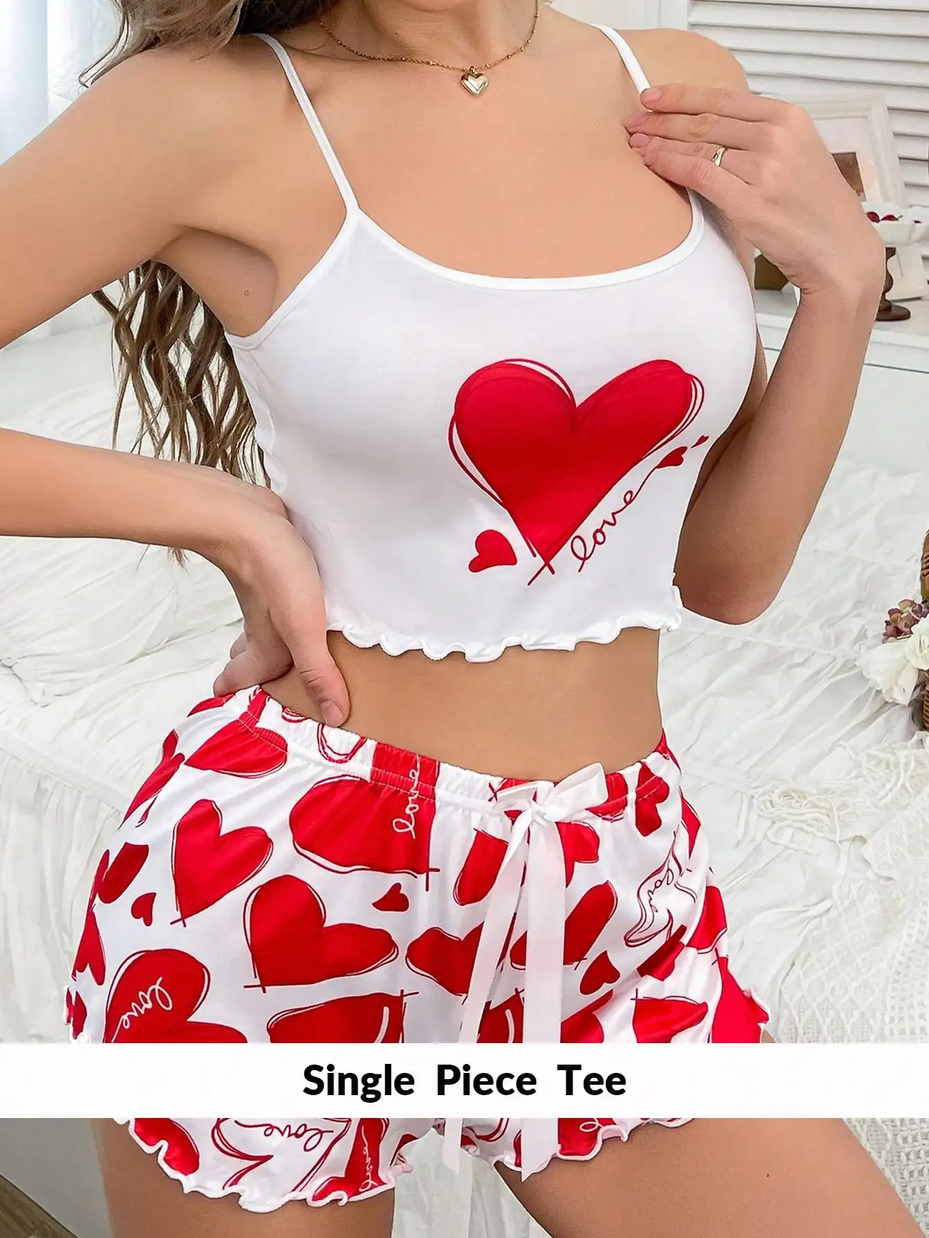 

Y2K Style Heart Print Women Camisole Top