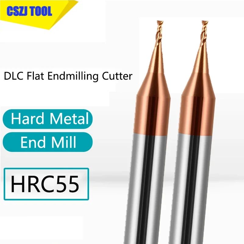 CSZJ HRC55 Micro Carbide End Mill 2 Flutes 0.2-0.9mm TiAIN Micro Flat 4mm Shank Milling Cutter Mirco Carbide CNC Engraving Bit