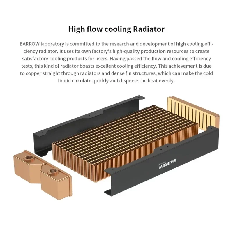 Barrow Copper Radiator 120 240 360 480MM Heatsink G1/4 Thread 40mm Thickness 120mm Fan For Water Cooling kit DIY Case Dabel-40a