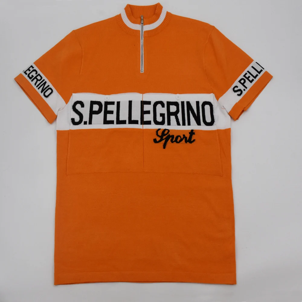 

S. Pellegrino Merino Wool Cycling Jersey Classics Retro Bike Wears Top