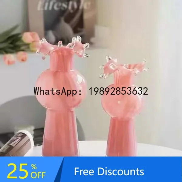 

CZ Modern Minimalist Creative Wave Mouth Vase High-end Raindrop Glass Vase Living Room Flower Arrangement Ornament