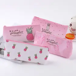 Cute Creative School Supplies Waterproof Kids Gifts Pencil Box Pineapple Pencil Bag Pen Bag Pu Pencil Case Storage Bag