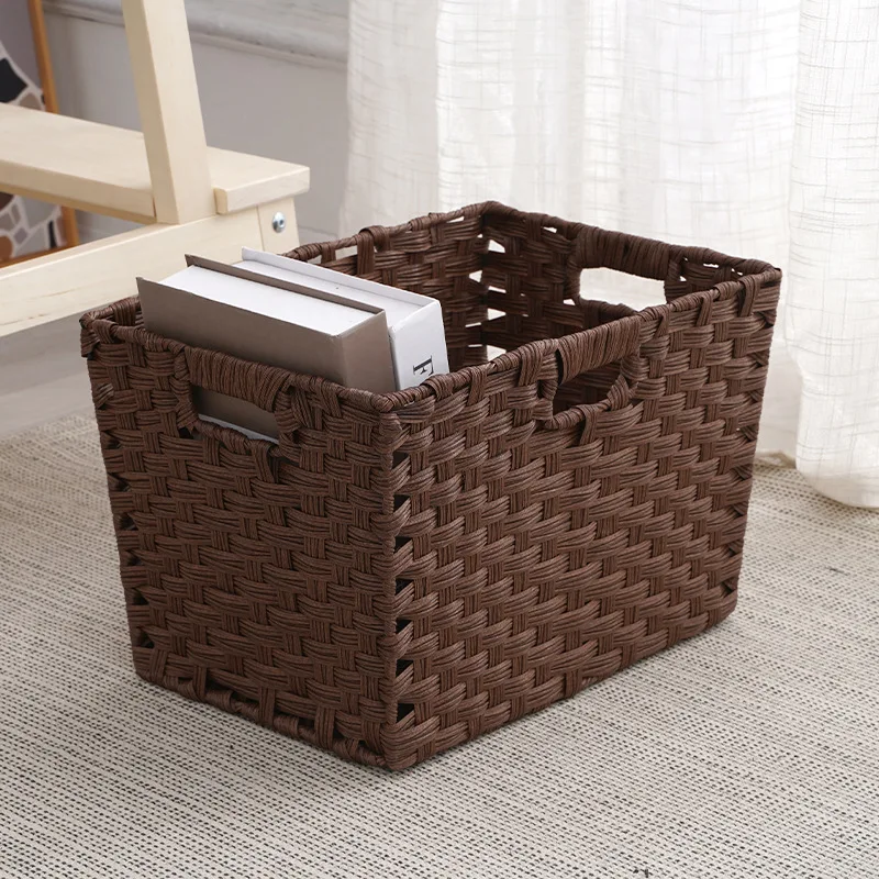 2025 New Rattan Weaving Japanese Baskets Desktop Storage  Bins with Handle Toys Clothes Food Cabinet Sundries Organizer Boxes