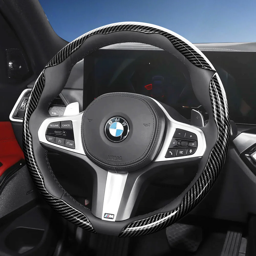 Housse de volant en fibre de carbone pour BMW, avec design segmenté à dégagement rapide, durable, pour les séries X3, 3, 5, 2, 4, 1, 7, 8, X1, X5, X2, X4, X6, X7, iX, i4, i5, i7, Z4, XM, iX1, iX2,