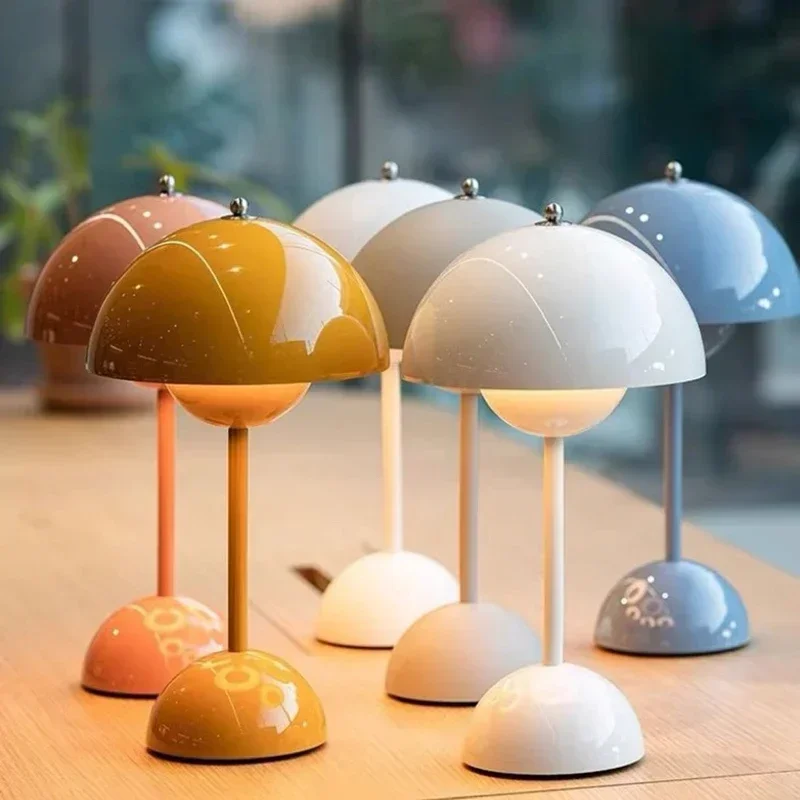 Table LED Lamp Desk Light Type-C Rechargeable Top Touch Switch Lantern Room Decoration Night Lights Alloy Material