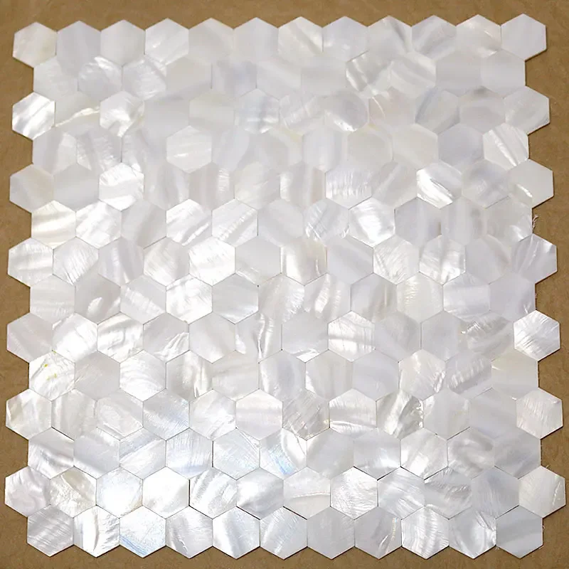 11pcs/lot Hexagon Natural Mother of Pearl Shell Mosaic Tile Kitchen Backsplash Bathroom Floor Decor Tiles Peel and stick