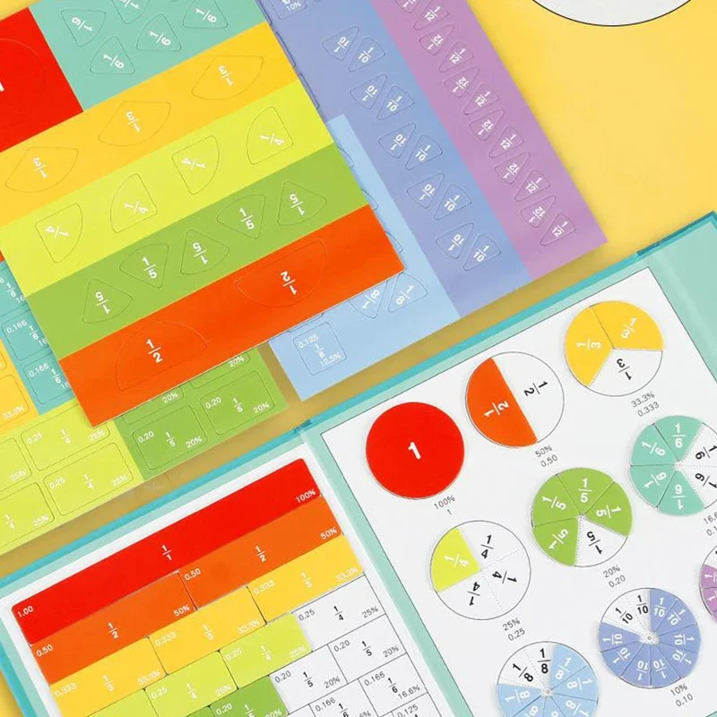 Magnetic Fraction Demonstration Book with Tiles Fractions Manipulatives Score Disk Demonstrator for Educational Tools