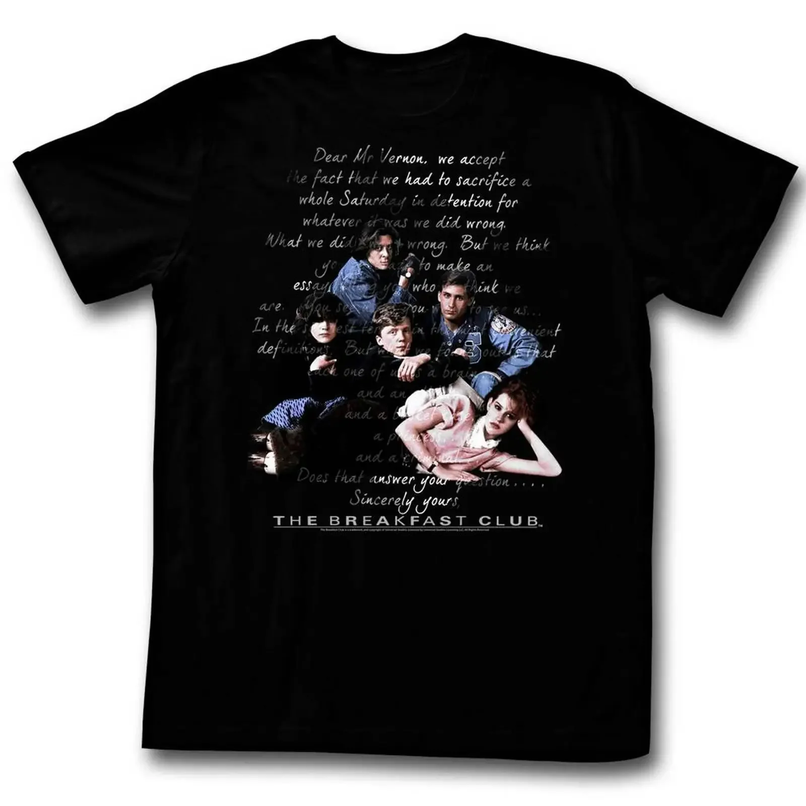 Breakfast Club Letter Black Adult T Shirt vintage Washed streetwear fashion Stylish Versatile Breathable designer clothes
