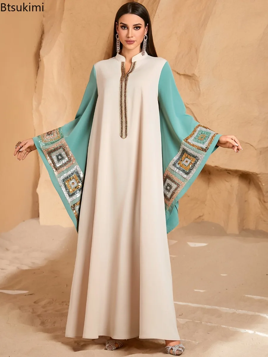 

Мусульманские женские платья с рукавами-крылышками, элегантное праздничное платье, арабский дубайский кафтан, турецкий марокканский женский наряд, элегантная роба, исламская одежда