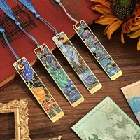 Vintage Oil Painting Metal Bookmarks - Hollow Hot Stamping Long Tassel Bookmarks - Stationery Gifts for Book Clubs, Book Lovers, 3