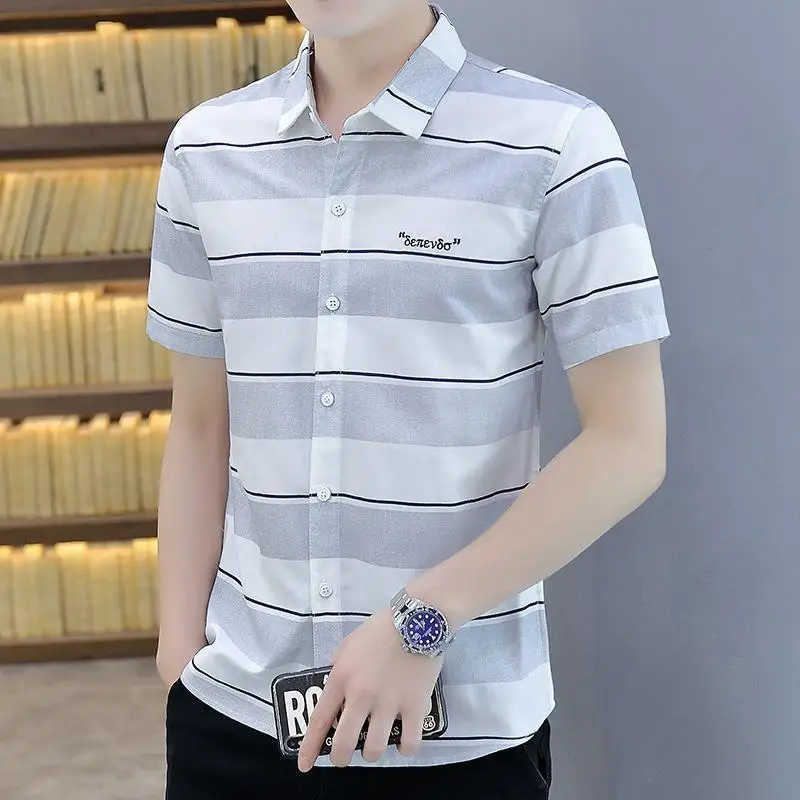New Summer Short-sleeved Shirt Men's Plaid Trendy Handsome Top Korean Versatile Plaid Shirt