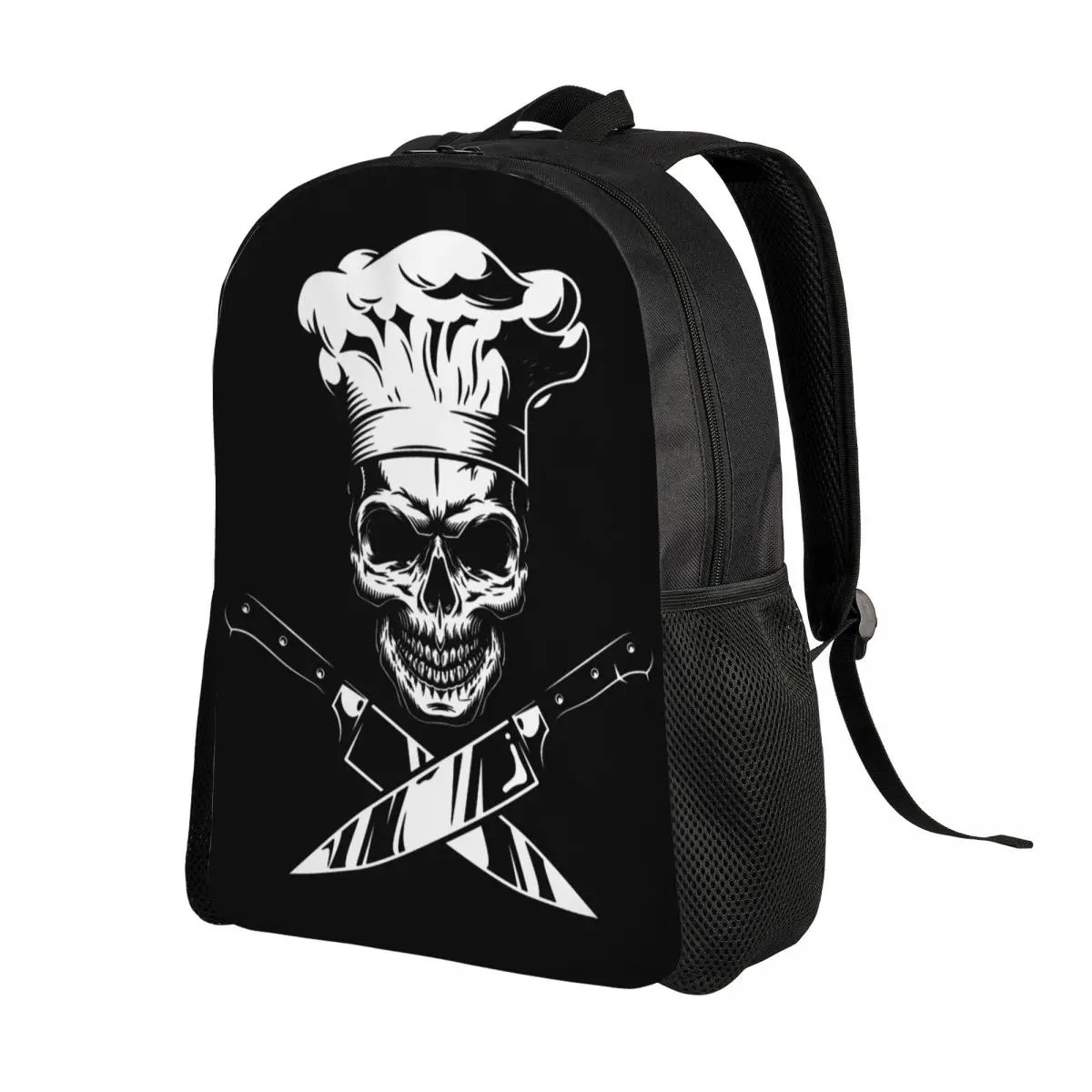 3D Print Chef Cooking Pirate Skull Cross Knife Backpacks for Girls Boys College School Travel Bags Bookbag Fits 15 Inch Laptop