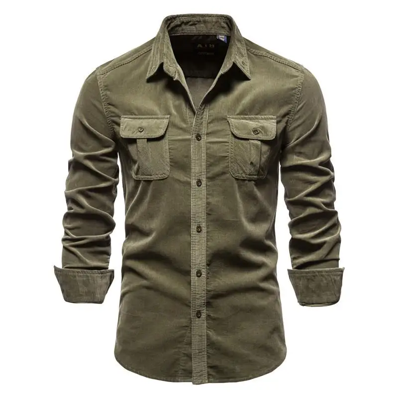 

Men's Denim Cotton Shirt Casual Classic Long Sleeve Pocket Design Iron-Free Treatment Versatile Casual Wear for Men