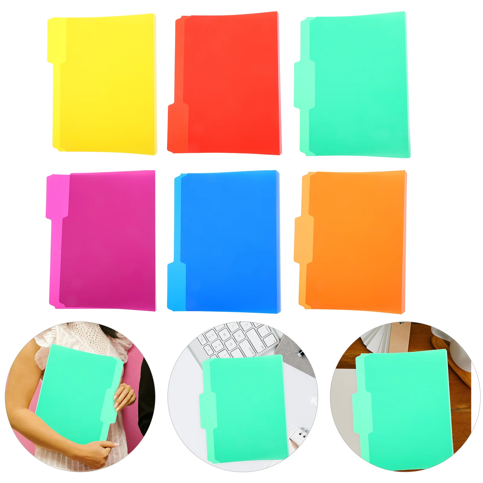 6 Pcs Manila Folder File Office Folders Manilla Material Multicolor Colorful Plastic for Filing Cabinet Pp Paper