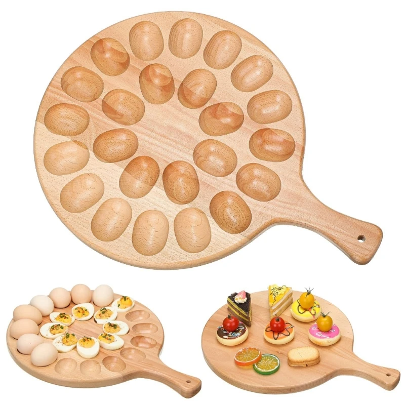 

Eggs Storage Tray 24 Holes Eggs Rack Round Charcuteries Cutting Board