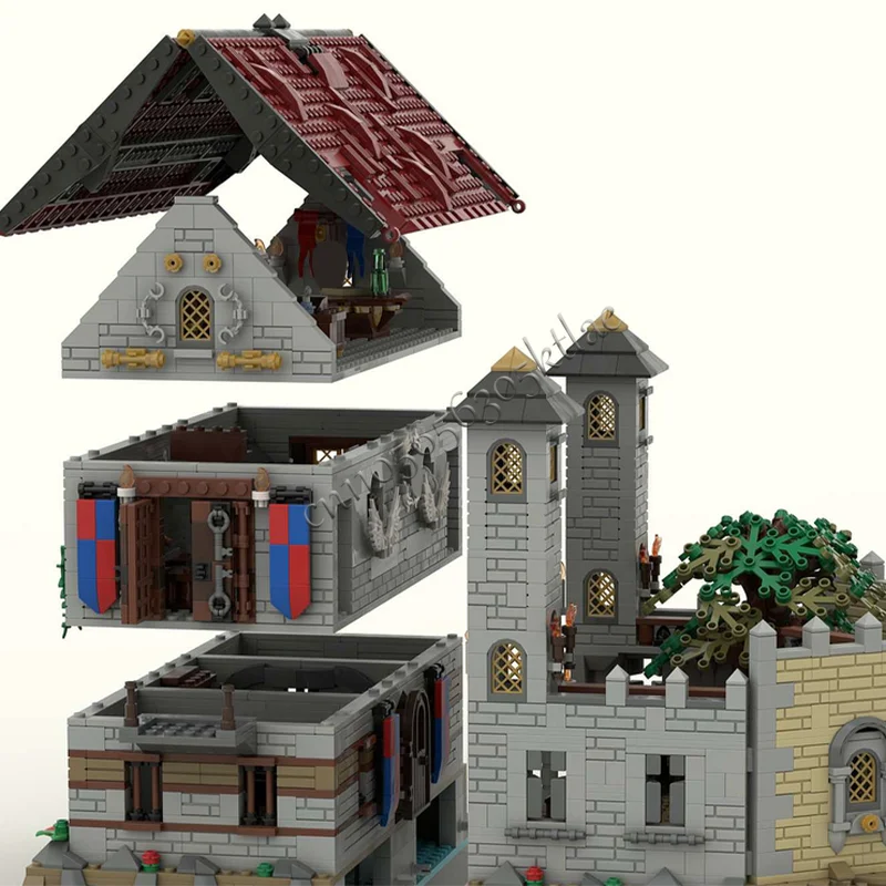 3529 Onderdelen MOC Middeleeuwse Gevangenis Kasteel Modulair Model Bouwstenen Sets Onderwijs Montage Bricks Speelgoed Kinderen Verjaardagscadeautjes