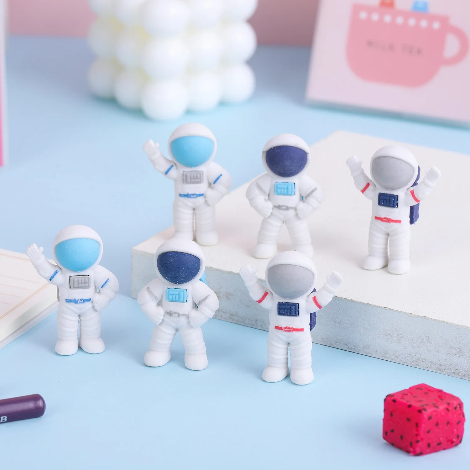 3pcs Cartoon Cute Space Astronaut Eraser Children\'s Creative Stationery Eraser Student School Office Supplies