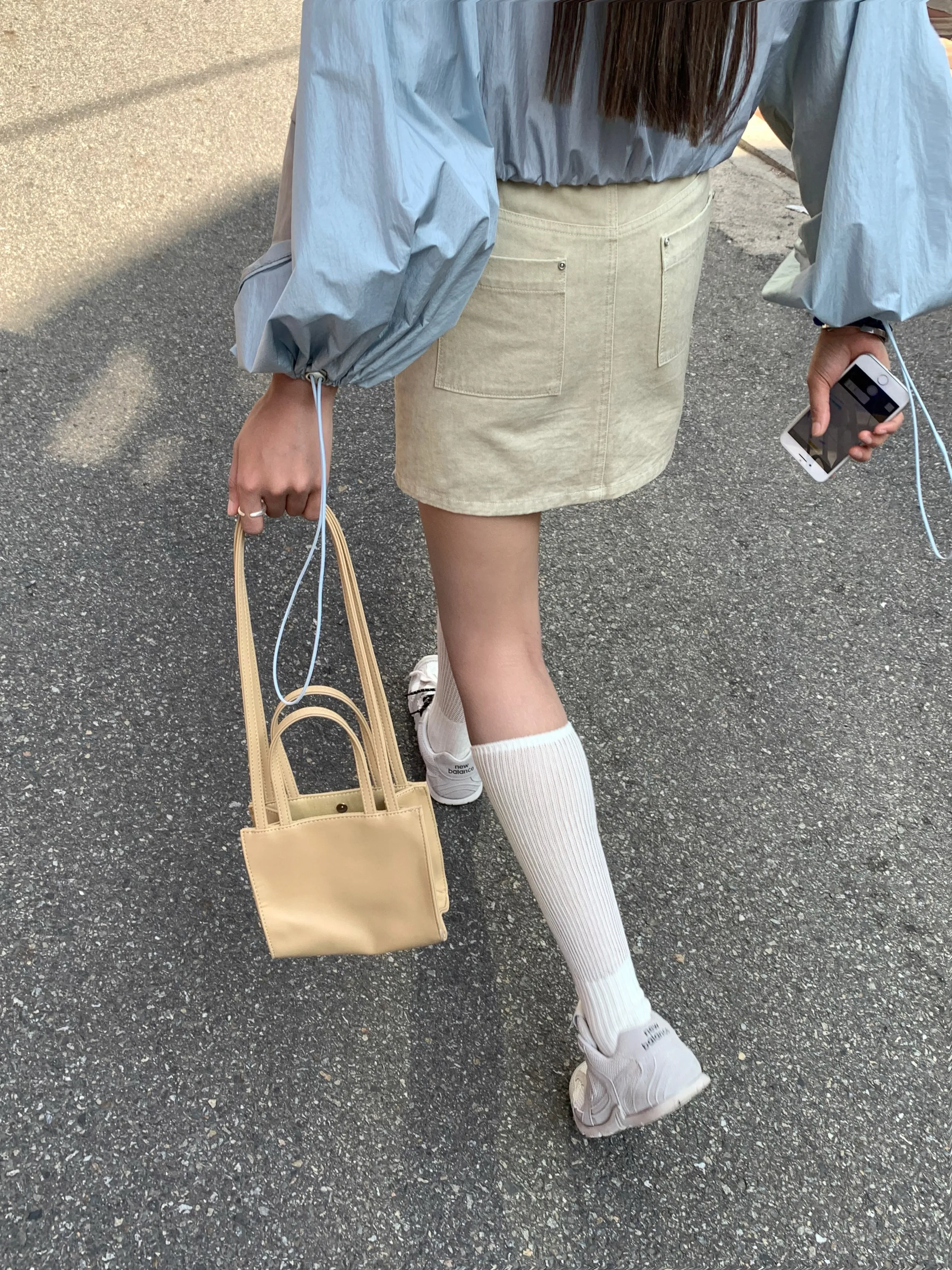 Soolrok High Waist A-Line  Skirt Daily Mixed Color Bead Casual Half-length Korean Style Young Women's Summer Skirt