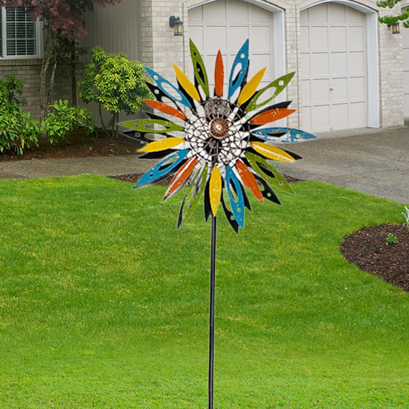 Solar Wind Spinner Windmill with Light Lawn Ornament for Garden Outdoor Lawn