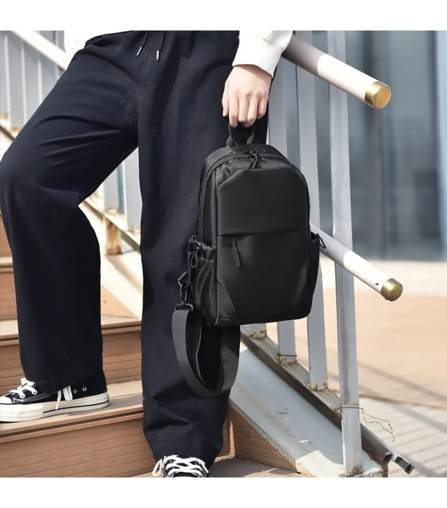 Student travel bag light oblique backpack men's bag business commuter men's leather breast bag shoulder messenger