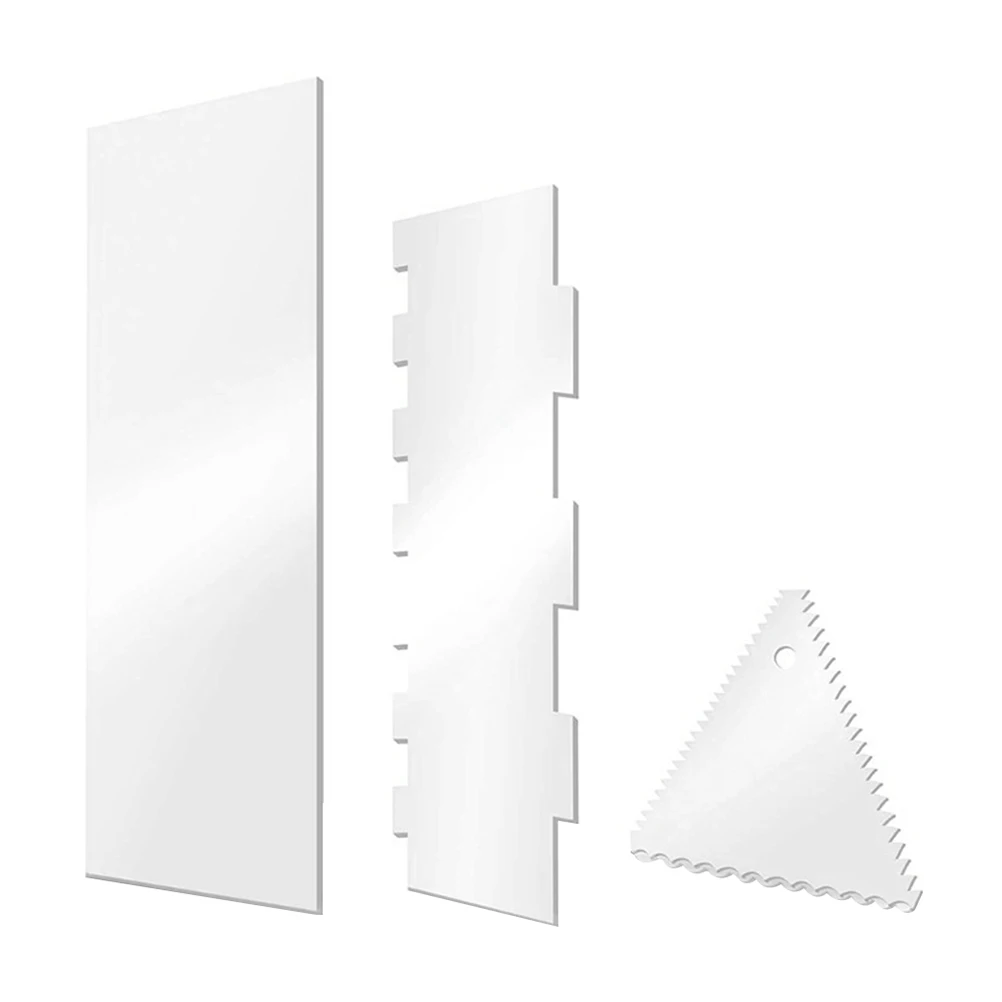 

3 Pcs Cake Scraper Set Acrylic Icing Smoother Reusable Tools Thickened Portable Grade Safe Practical