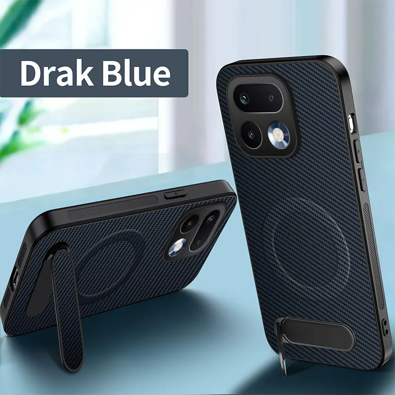 Business Carbon Fiber Texture Hidden Bracket Case For Realme 16 Pro Plus 15 15T 14 Pro Advanced Magnetic Charge Shockproof Cover