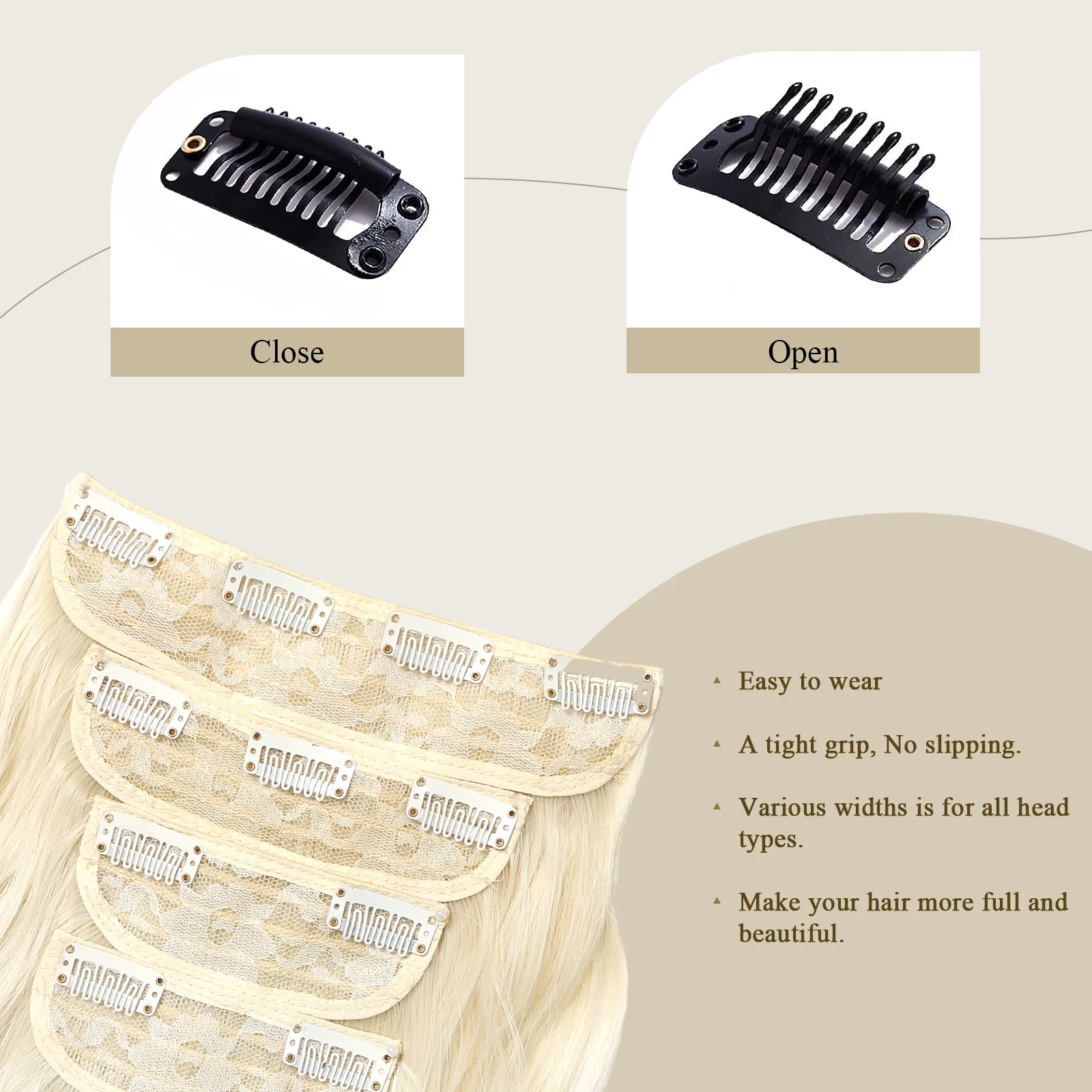 EASIHAIR 4 sztuk/zestaw 22 Cal włosy syntetyczne włosy doczepiane Clip In blond długie faliste grube treski dla kobiet włosy Cosplay