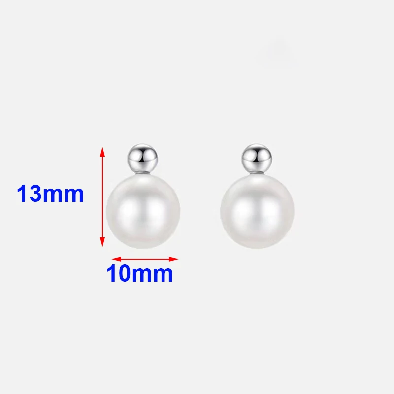 Real 925 Sterling Silver Zircon Bead Round Pearl Stud Earrings For Women Classic Fine Jewelry Niche Light Luxury Accessories view 2