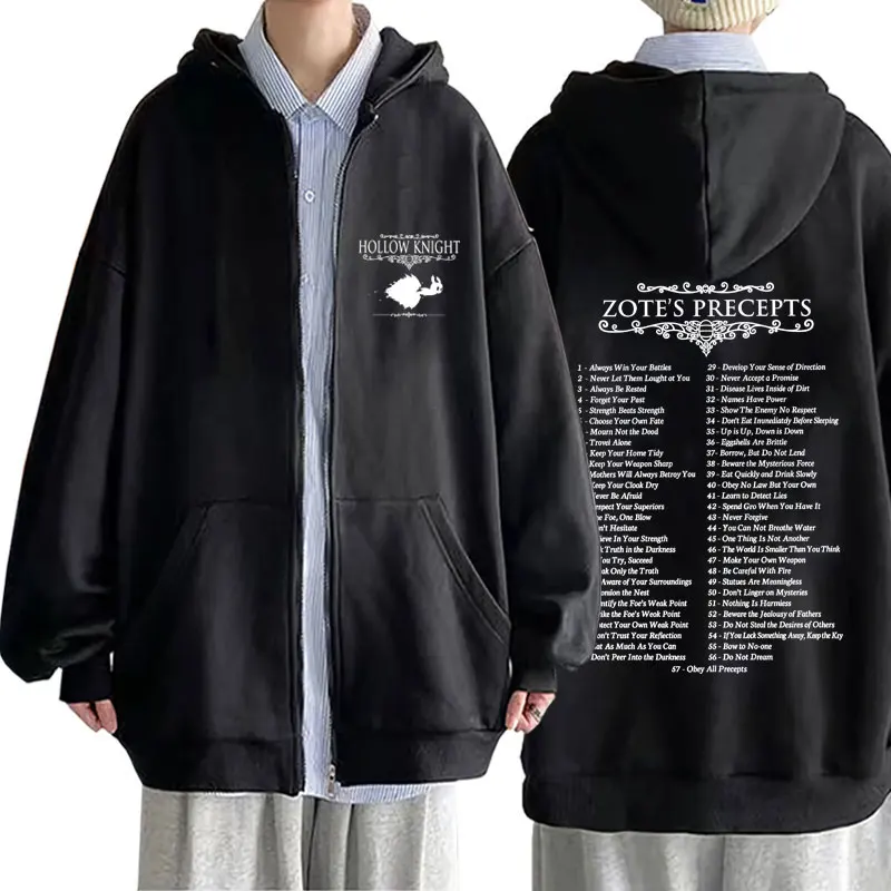 

Game Hollow Knight Double Sided Print Zipper Hoodie Men Women Fashion Casual Zip Up Hoodies Male Vintage Oversized Jacket Coat