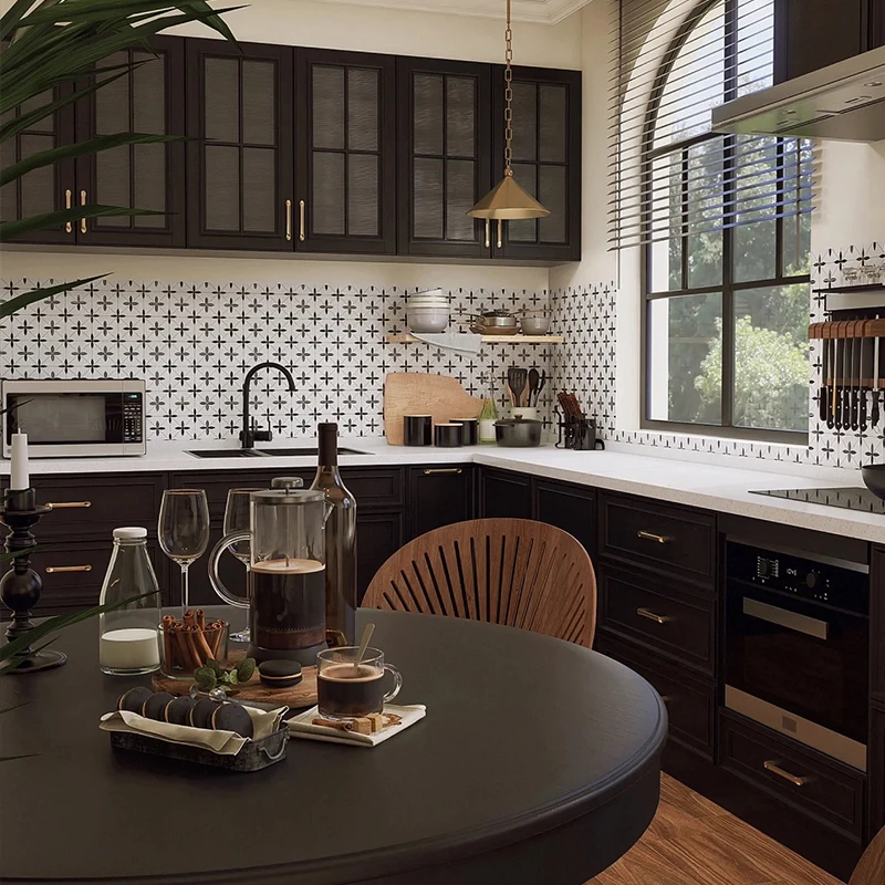 nc-Nanyang Modern Kitchen Hanging Cabinet Whole House Customization Solid Wood Eco-friendly U-shaped Quartz Stone Countertop#