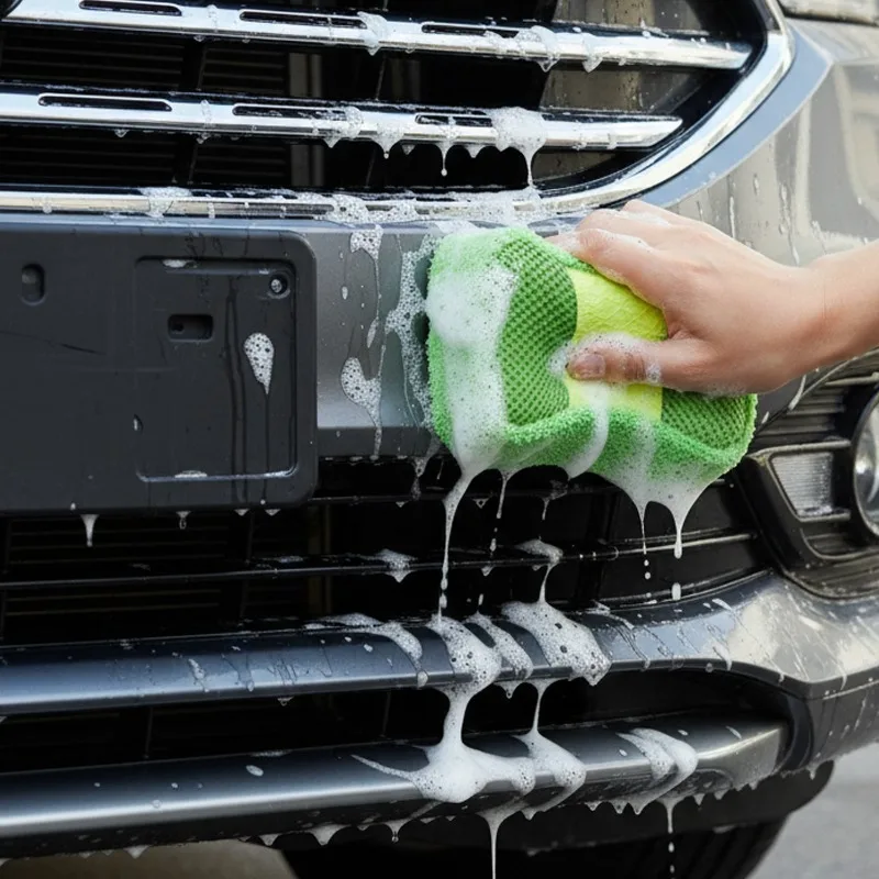 1-2 قطعة غسيل السيارات ستوكات إسفنجة غسيل الرعاية تنظيف فرشاة منصات غسل منشفة قفازات السيارات اكسسوارات التصميم أداة