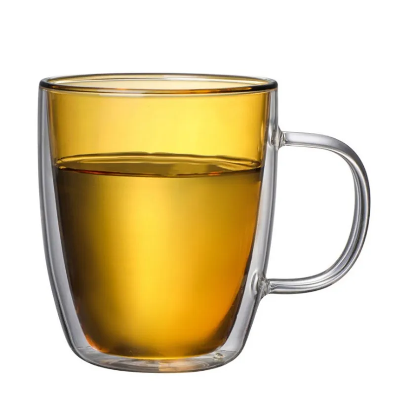 400ml Colorful Double Wall Tea Coffee Cup Glass Mug  Heat-resistant  Handmade Beer Mugs Whiskey Glass Cup Water Bottle Drinkware