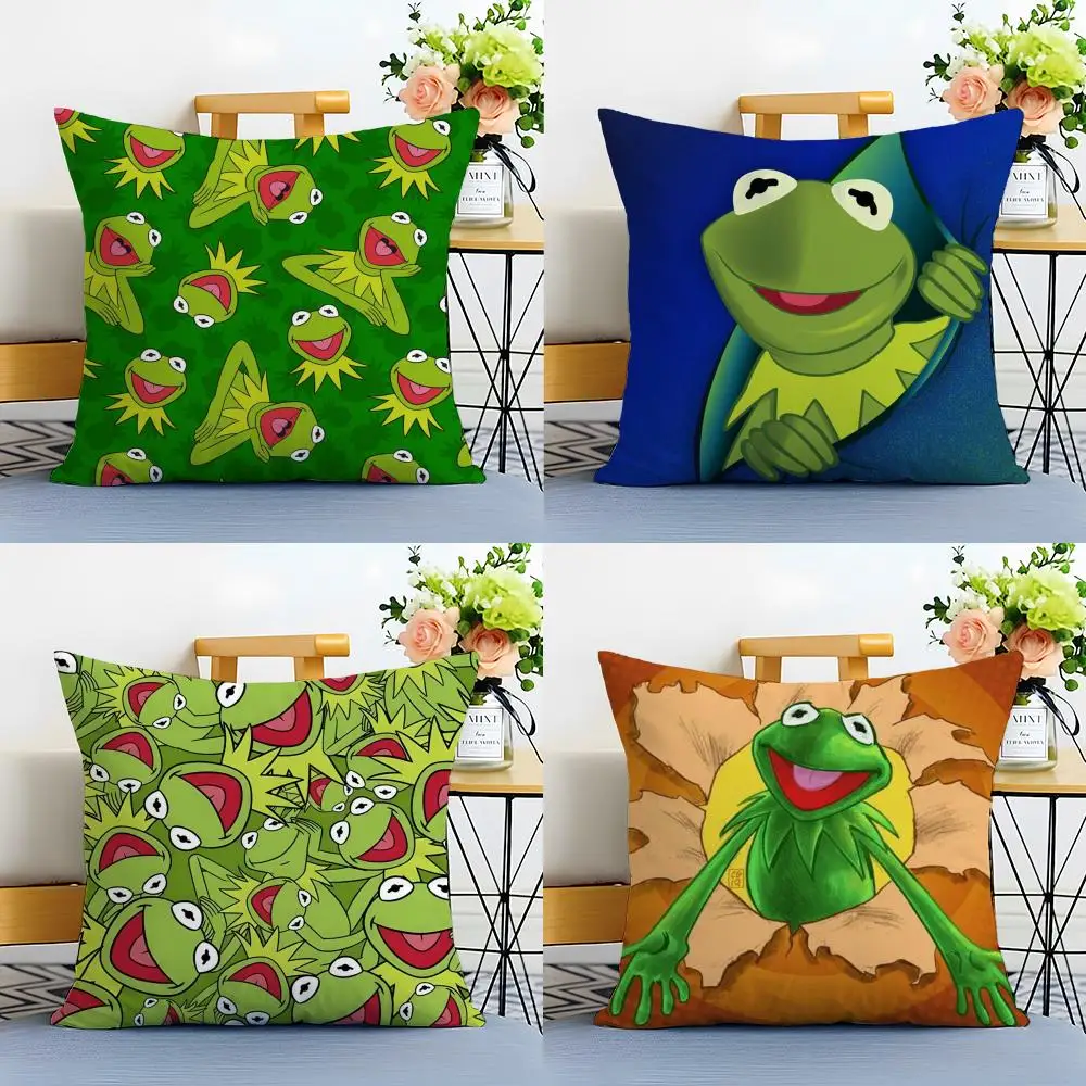 Funny K-Kermit the Frog Cushion Cover Linen Pillowcase Soft  for Sofa Bed Home Room Decor