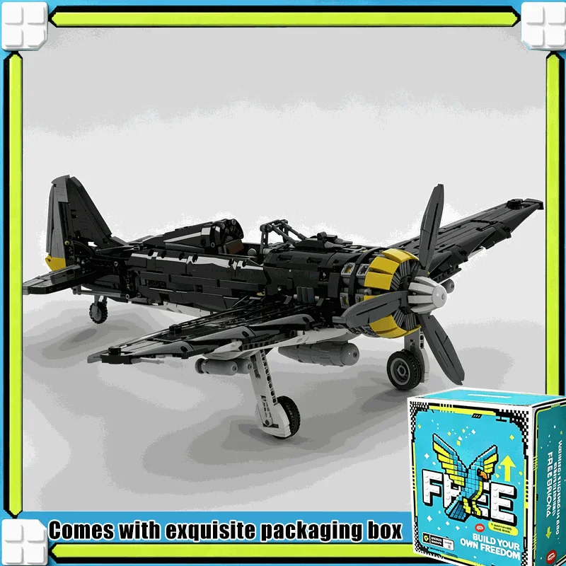 2523PCS MOC Vintage Propeller Fighter Plane Air Warfare Model Custom Puzzle Building Blocks DIY Assembly Creative Display Gift