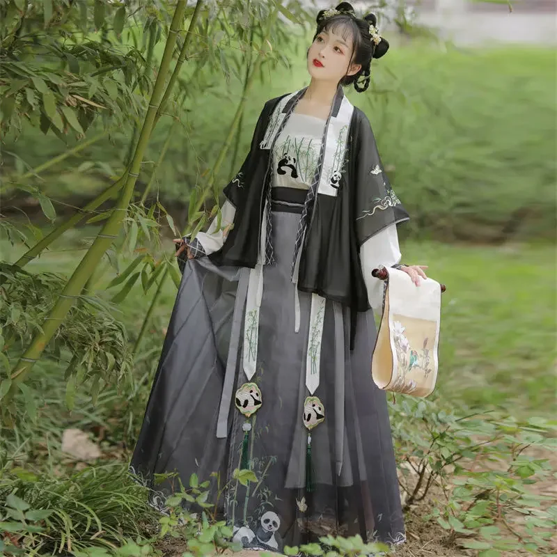 Robe Hanfu traditionnelle chinoise de la dynastie Ming pour femmes, costume de cosplay de princesse élégant, 4 pièces trempées, 3 documents, Krasnobroderie d'automne