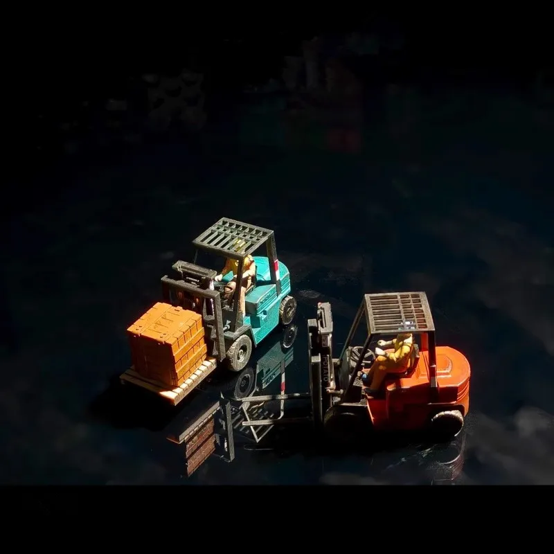 Chariot élévateur mécanique en résine 3D fait à la main 1:64, modèle de voiture, véhicule de Garage, accessoire de scène de bricolage, affichage de Collection d'atelier d'entretien