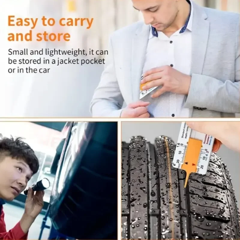 

Tire Tread Depth Measuring Ruler 0-20mm Portable Gauge for Car Truck Motorcycle Tire Check