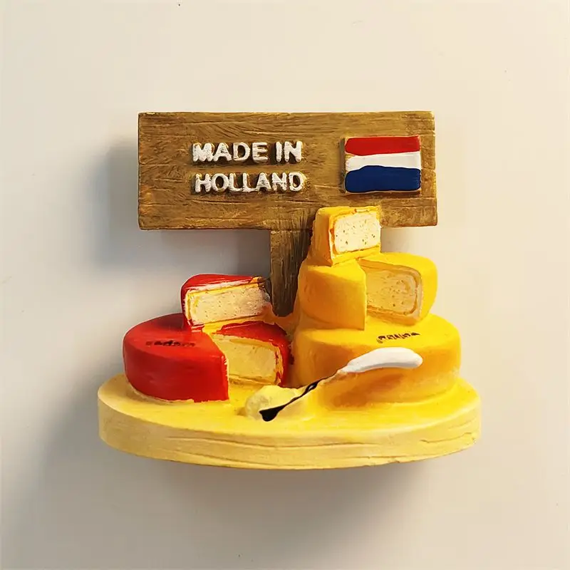 

European Dutch Creative 3D Cheese Travel Souvenir Handmade Painted Decorative Craft Magnetic Fridge Magnet Gift