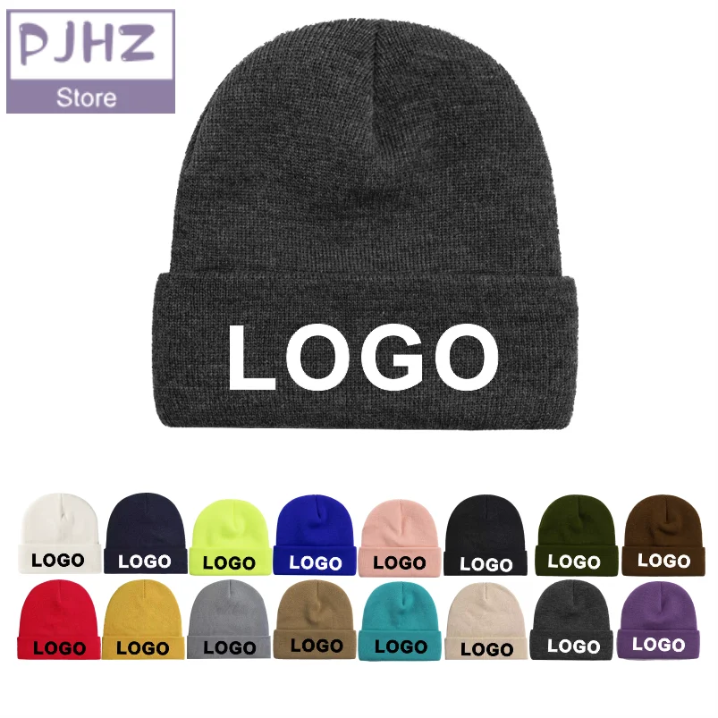 Autumn Winter Warm Beanie Custom Logo Knitted Cap DIY Personalized Embroidered Design Hat Customize Stocking Skull Balaclava