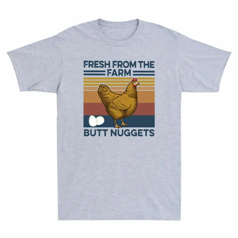 

Fresh From The Farm Butt Nuggets Retro Chicken Vintage Men's T Shirt Cotton Tee