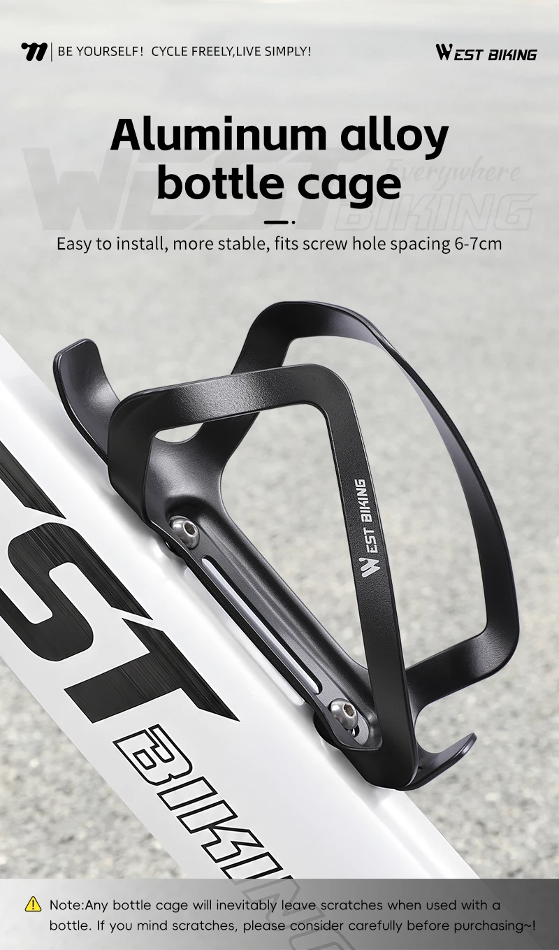 WEST BIKING Flaschenhalter aus Aluminiumlegierung, leicht, robust, Fahrrad-Wasserflaschenhalter, MTB, Rennrad, Fahrradzubehör – Detail 1