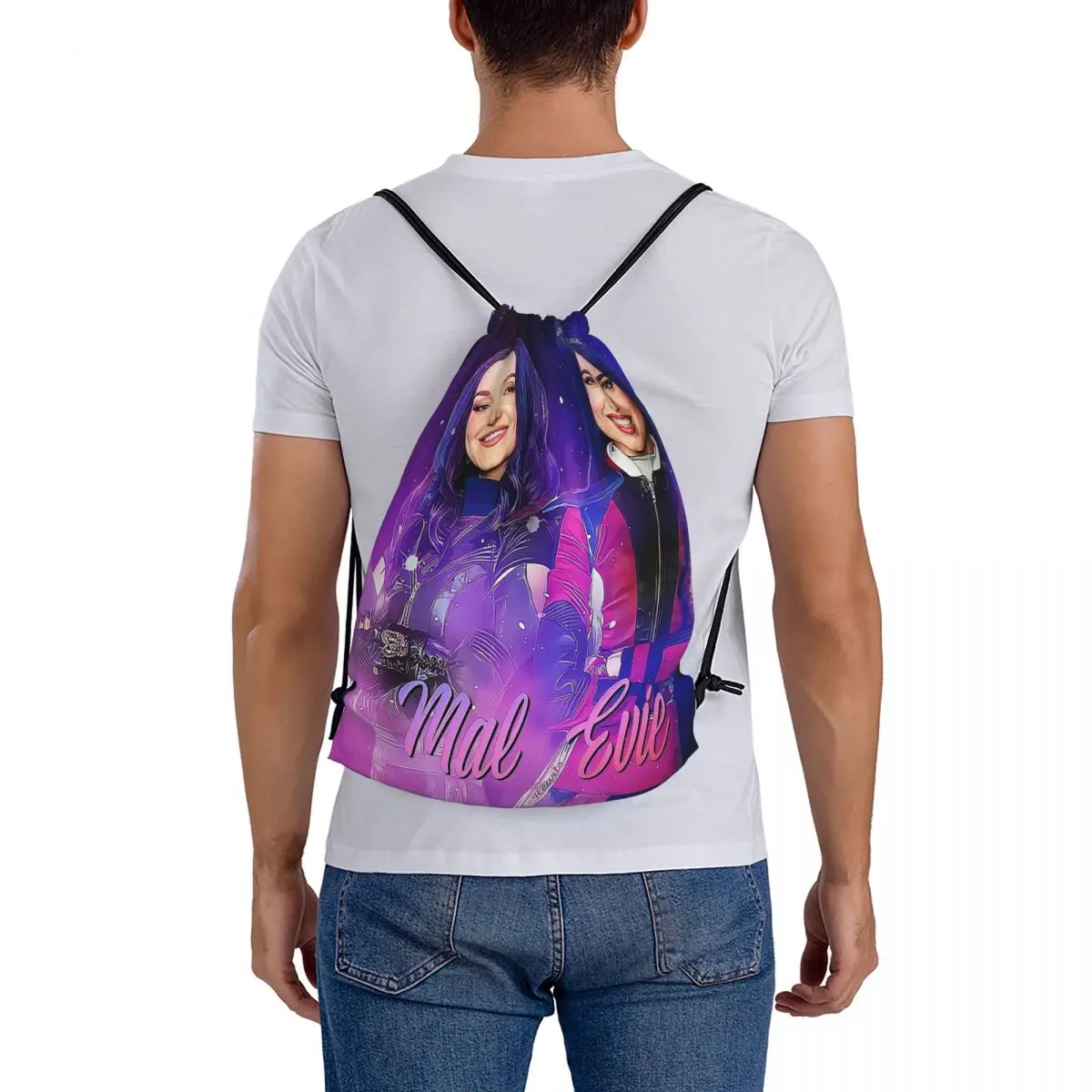 Mal e Evie-Descendentes Mochilas, Sacos De Cordão Portátil, Pacote De Bolso, Saco De Esportes, Saco De Livro, Homem e Mulher, Estudantes