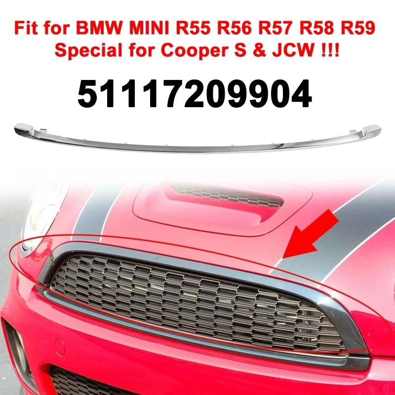 

Chrome Car Front Bumper Lower Trim Strips Kit for BMW MINI R55 R56 R57 R58 R59 Special for Cooper S & JCW 51117209904